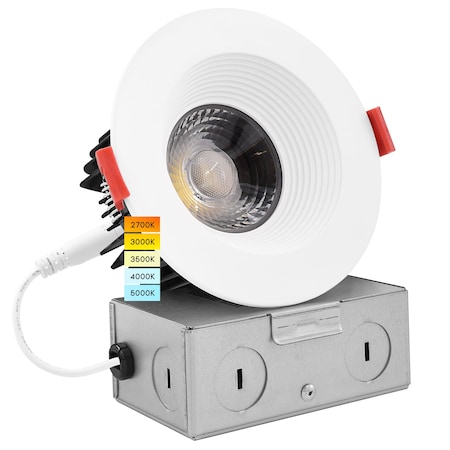 Luxrite 4 Inch LED Recessed Downlight 5 CCT Selectable 2700K-5000K 15W 1100LM Dimmable Baffle Trim LR24950 LR24953-1PK